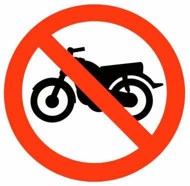 Beyaz arka planda Motosiklet İşareti Yok.