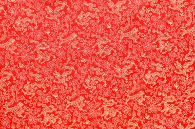 Stil kırmızı bez, ejderha ve çiçek deseni Çin