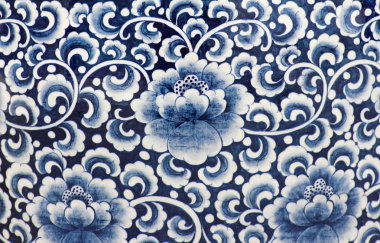 Blue and white porcelain of the flower pattern clipart