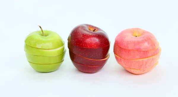 Sliced Shuffled Green Red Apple — Stock Photo, Image