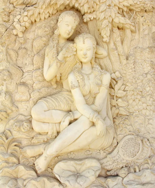 Donna Statua Thai Arte Nel Tempio Thai — Foto Stock