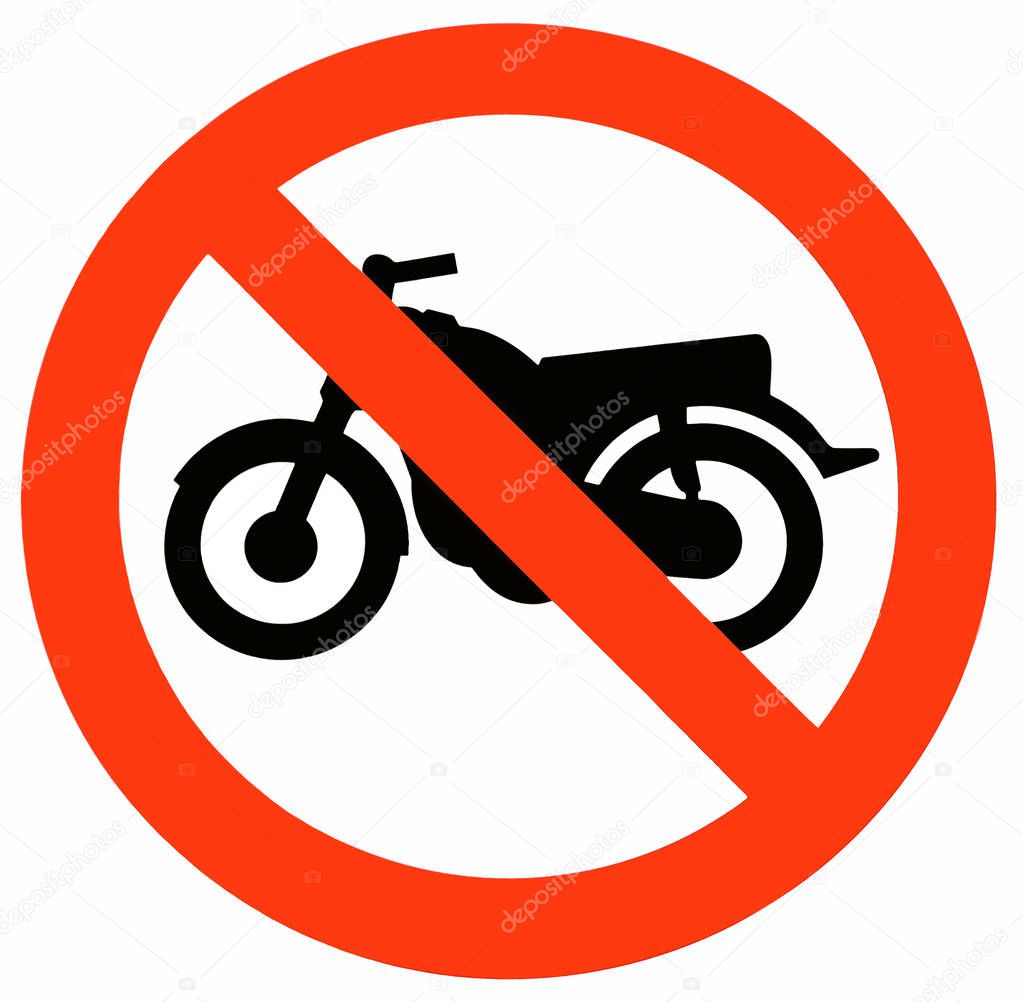 No Motorcycle Sign on white background.