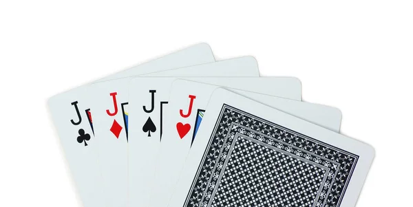 Poker Jacks Játékkártyák Hátsó Design Elszigetelt Fehér Háttér — Stock Fotó