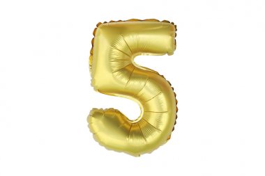 Balonlar beş beyaz arka plan üzerinde numara