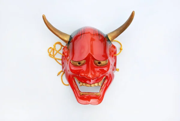 Traditionelle Japanische Maske Eines Dämons Kabuki Maske Auf Weißem Hintergrund — Stockfoto