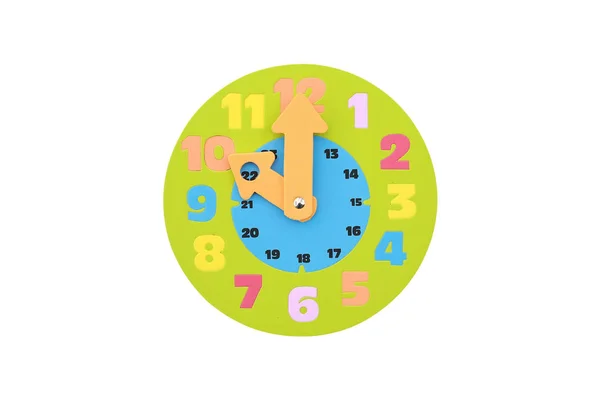 Clock Στρογγυλό Ρολόι Παιχνιδιών Που Απομονώνονται Λευκό Φόντο — Φωτογραφία Αρχείου