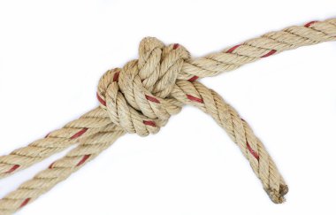 beyaz arkaplanda ip düğümü izole edildi