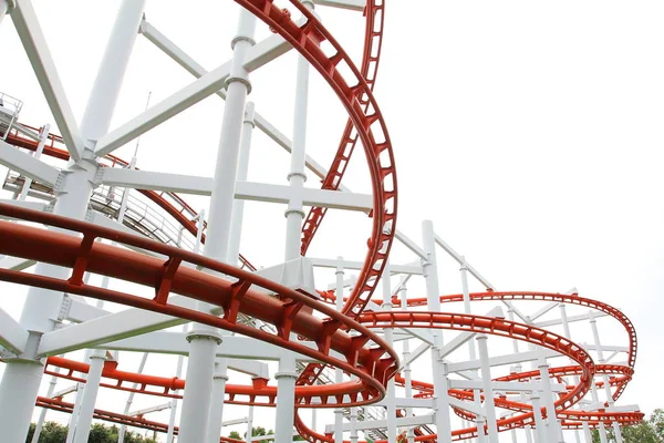 Roller Coaster Track Witte Hemel Achtergrond — Stockfoto