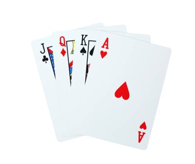 beyaz arka planda izole oyun kartları poker