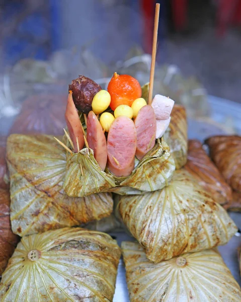 Zongzi Dumplings Arroz Chino Hoja Loto — Foto de Stock