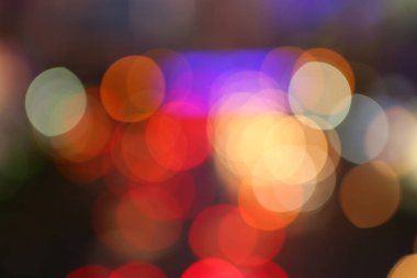 Bokeh arka plan. Bangkok Midtown gece ışığı güzelliği.