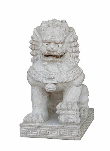 Chinese Keizerlijke Lion Standbeeld Geïsoleerd Witte Achtergrond — Stockfoto