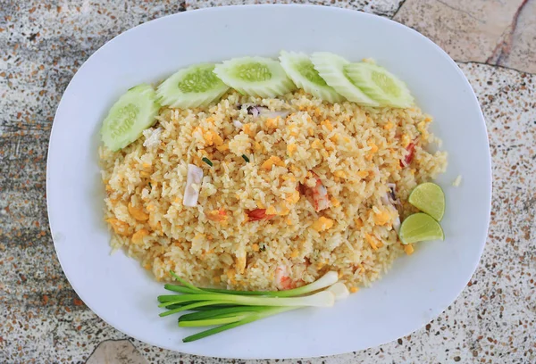 Deniz Mahsullü Kızarmış Pilav Tayland Lezzetli Popüler Yemekler — Stok fotoğraf