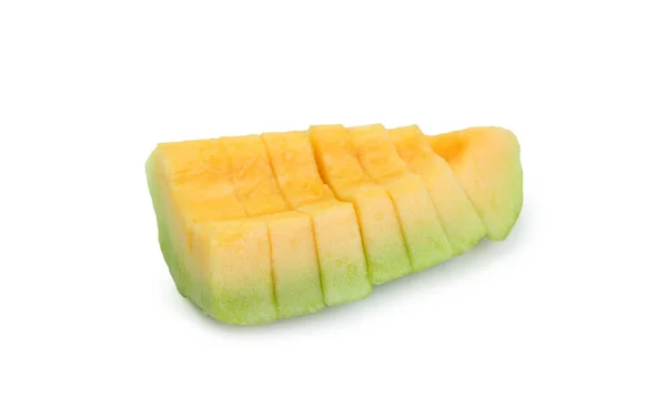 Melon Cantaloupe Diiris Diisolasi Pada Warna Putih — Stok Foto