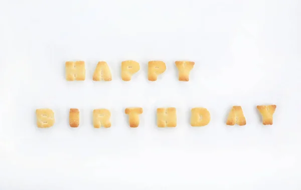 生日快乐 从白色背景的饼干 — 图库照片