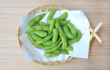 Edamame nibbles, haşlanmış yeşil soya fasulyesi, Japon yemekleri