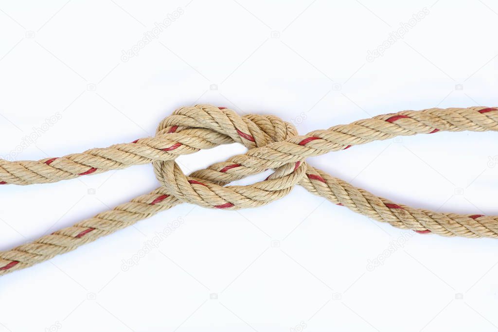 Rope knot isolated on white background