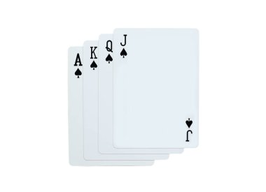 Beyaz arka planda izole J Q K A oyun kartları poker maça