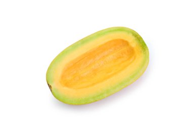Karpuz kavun yarı yarım görünümlü sağlıklı ve lezzetli, beyaz arka planda izole.