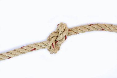 beyaz arkaplanda ip düğümü izole edildi