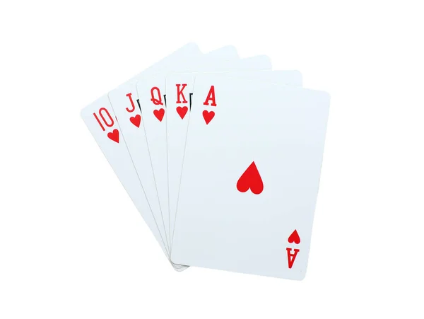 Juego Corazones Poker Cartas Aisladas Sobre Fondo Blanco — Foto de Stock