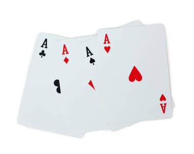 Beyaz arkaplanda dört as izole edildi