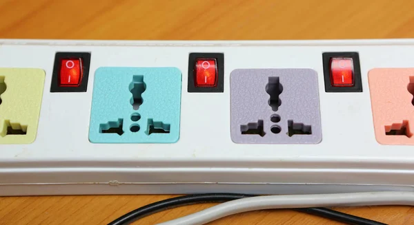 Power Outlet Strip Electric Plug — Stock Photo, Image