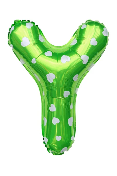 Grünes Kapital Alphabet Aufblasbarer Ballon Isoliert Auf Weißem Hintergrund Dekorationselement — Stockfoto
