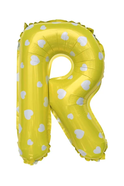 Yellow Capital Alfabet Opblaasbare Ballon Geïsoleerd Witte Achtergrond Decoratie Element — Stockfoto