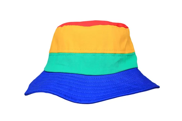 Chapeau Seau Tissu Coloré Isolé Sur Fond Blanc Protection Solaire — Photo