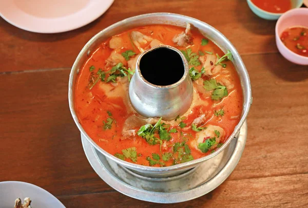 Warme Zure Soep Met Vis Thais Eten Hot Pot — Stockfoto