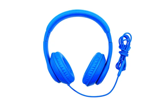 Close Blue Headphones Isolated White Background — Stock Photo, Image