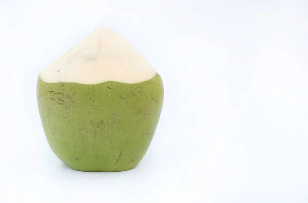 Fruto Coco Verde Aislado Sobre Fondo Blanco Con Espacio Para — Foto de Stock