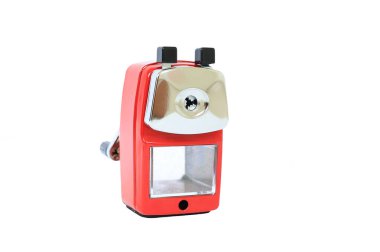 Beyaz arkaplanda izole edilmiş mekanik döner kalem açacağı.