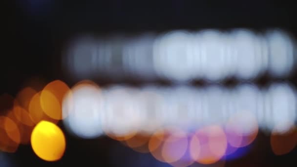 Noite City Boke Lights. Iluminação festiva, efeito de fundo Bokeh desfocado natural — Vídeo de Stock