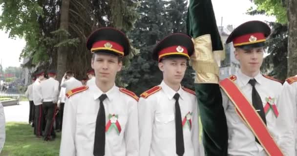 Gomel Bielorrússia Maio 2018 Cadetes Gomel State Cadet School Estão — Vídeo de Stock