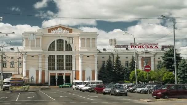 Gomel, Belarus - June 6, 2018: Railway Station Building In Sunny Summer Day. — Stock Video