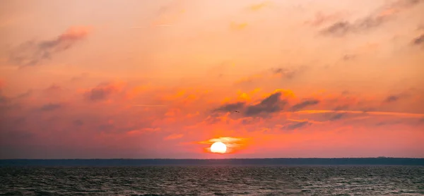 Sunrise Above Baltic Sea. Natural Sunrise Sky Warm Colors Over R