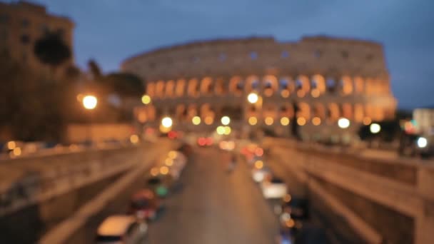 Roma Itália Coliseu Também Conhecido Como Anfiteatro Flaviano Tráfego Roma — Vídeo de Stock