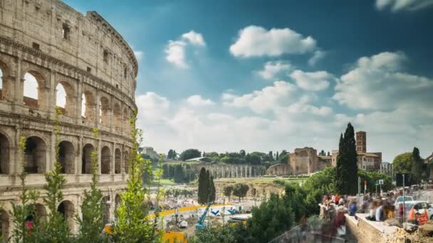 Rom, Italien. Kolosseum. Flavianska amfiteatern. Världsberömda UNESCO-landmärke — Stockvideo