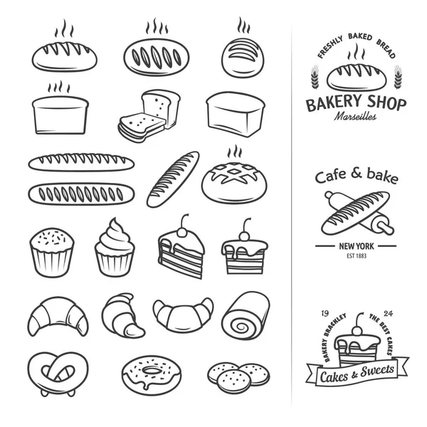 Line Icons Bread Other Products Which You Can Create Cool — Stock Vector