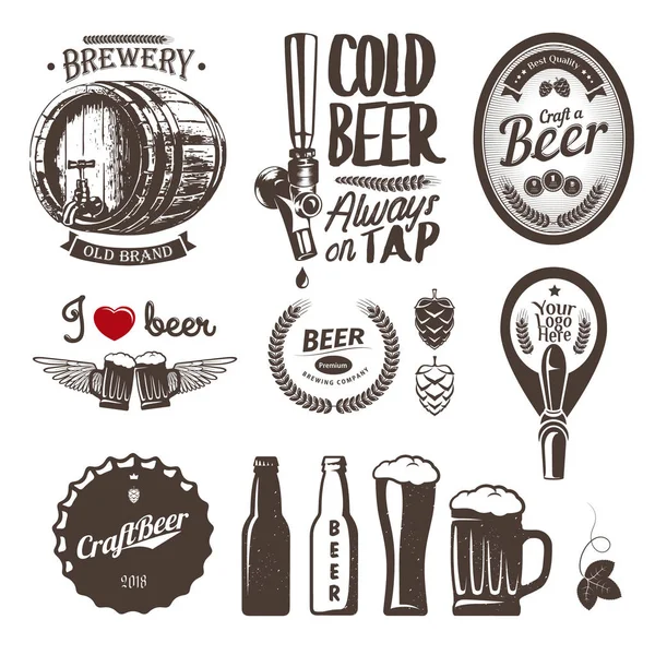 Good Craft Beer Brewery Labels Emblems Design Elements Tap Cap Royalty Free Stock Vectors