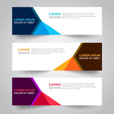 Vektör soyut tasarım web banner şablon. Web tasarım öğeleri - Header tasarımı. Soyut geometrik web banner şablon gri arka plan üzerinde. web afiş tasarım şablonu topluluğu.