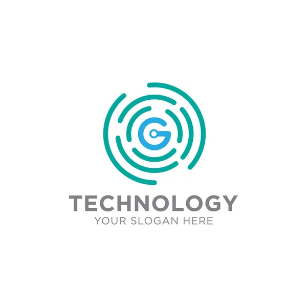 Teknoloji Logo şablonu tasarlamak vektör, amblem, tasarım konsepti, yaratıcı sembolü veya simgesi