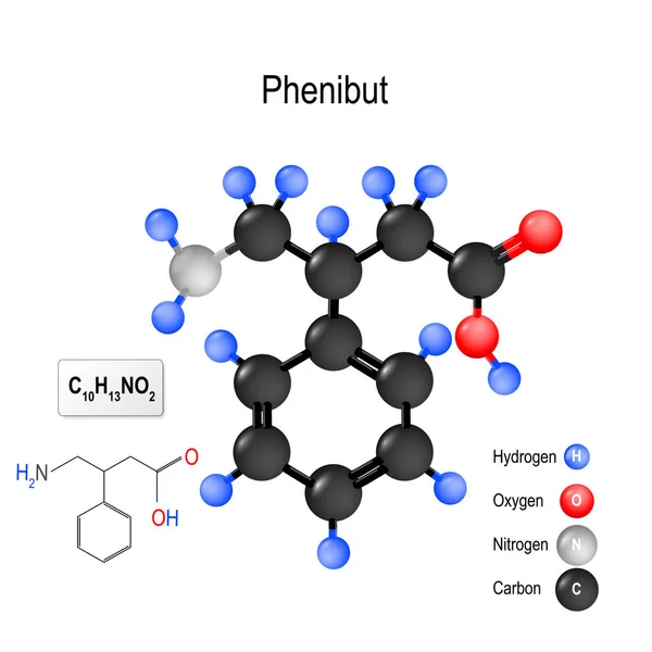 Phenibut입니다. 분자의 구조. — 스톡 벡터