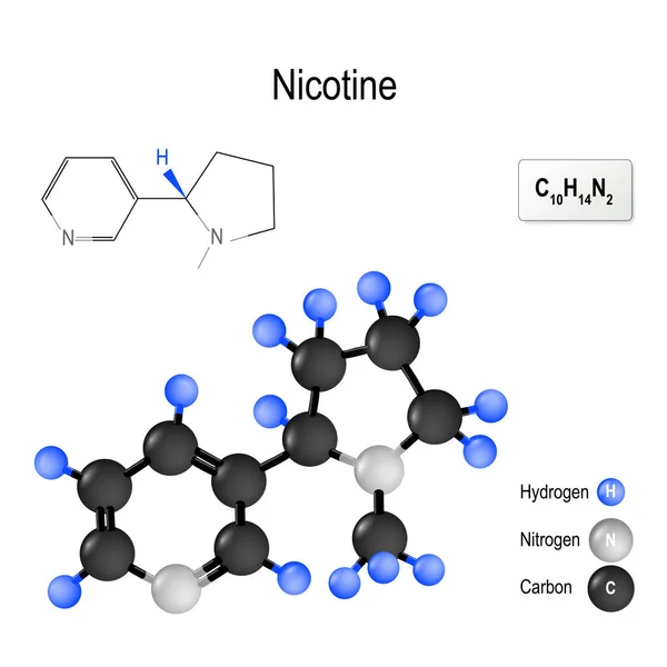 Nicotine Nicorette Nicotrol Structure Molecule Chemical Formula Model Nicotine Molecule — Stock Vector