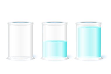Empty water glass on a white background. Pessimism, realism and Optimism (Is the glass half-full or half-empty?). Vector illustration for your design, educational, and science use clipart