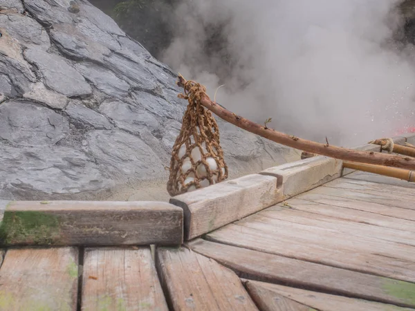 Jajka Warzywa Gotowane Wodzie Gorących Źródeł Taiping Mountain Tajwanie — Zdjęcie stockowe