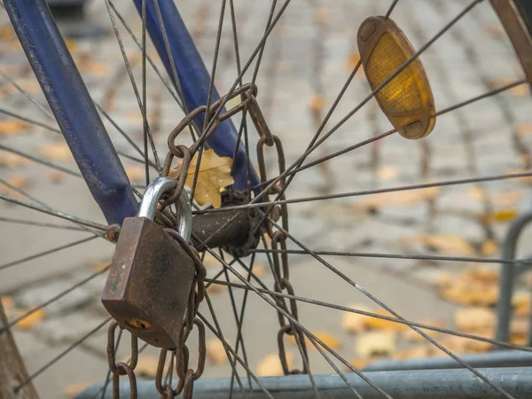 Rusty padlock with a chain — Stock Photo, Image