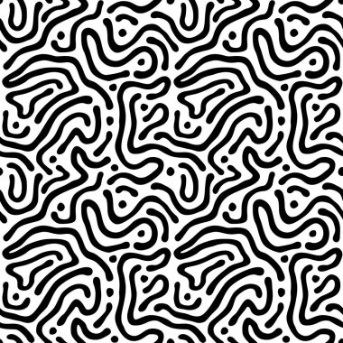 Vektör dikişsiz labirent deseni. Soyut dalgalı siyah beyaz arka plan.